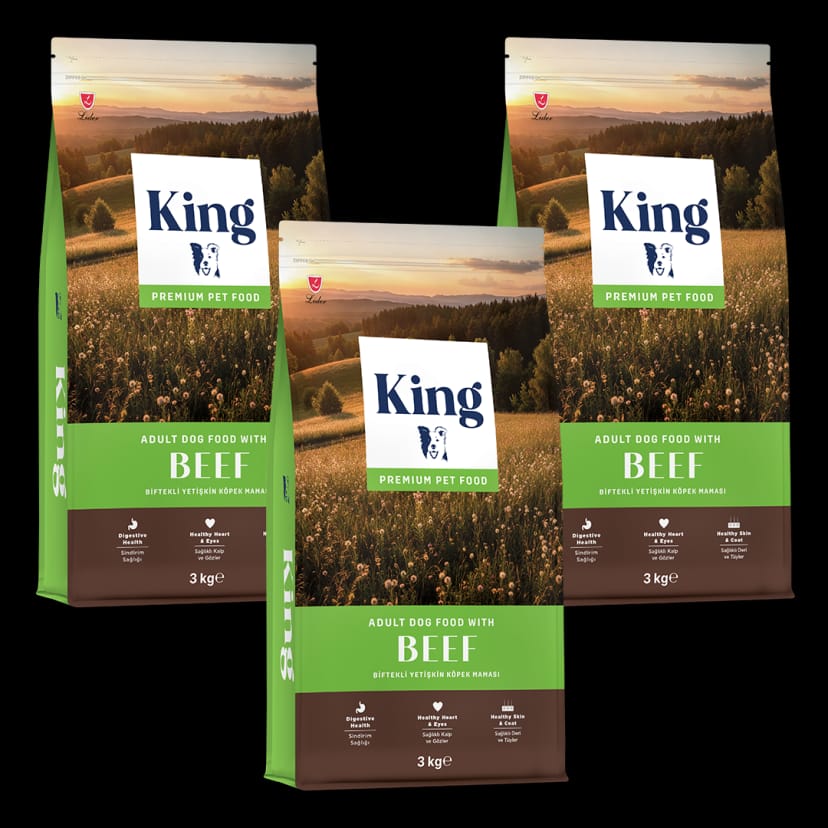 King Biftekli Yetişkin Köpek Maması 3 Kg x 3 Adet