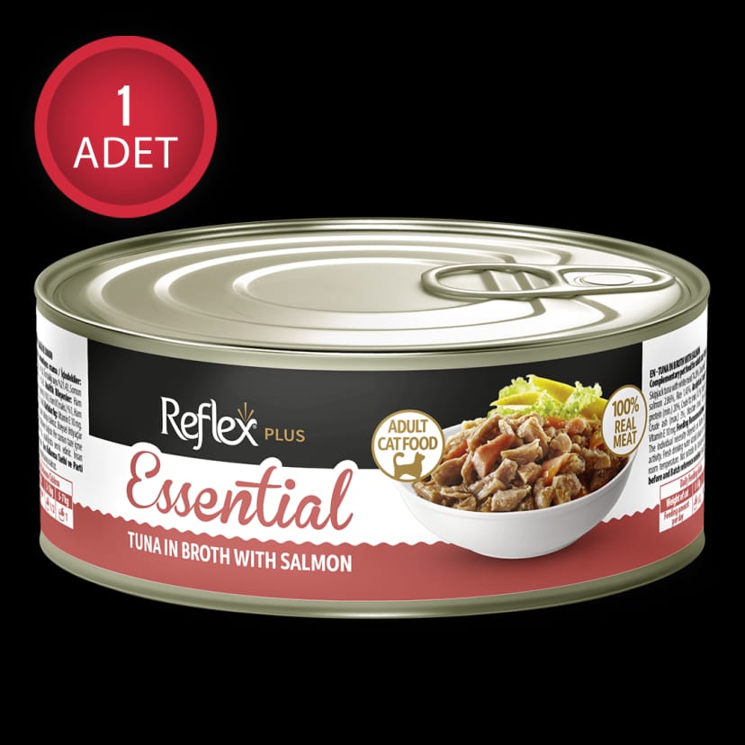 Reflex Plus Essential Et Suyunda Ton Balıklı ve Somonlu Yetişkin Kedi Konservesi 70gr