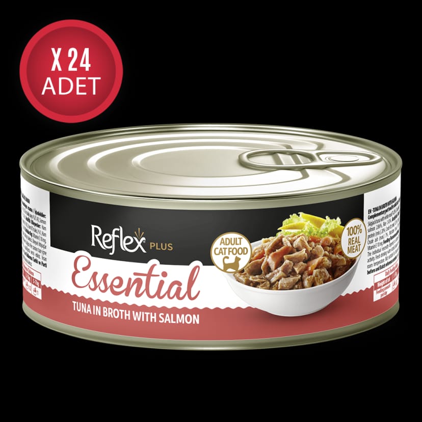 Reflex Plus Essential Et Suyunda Ton Balıklı ve Somonlu Yetişkin Kedi Konservesi 70gr x 24 Adet