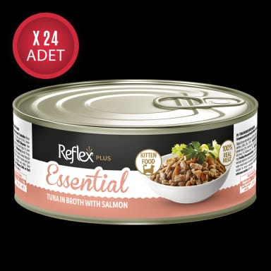 Reflex Plus Essential Et Suyunda Ton Balıklı ve Somonlu Yavru Kedi Konservesi 70gr x 24 Adet