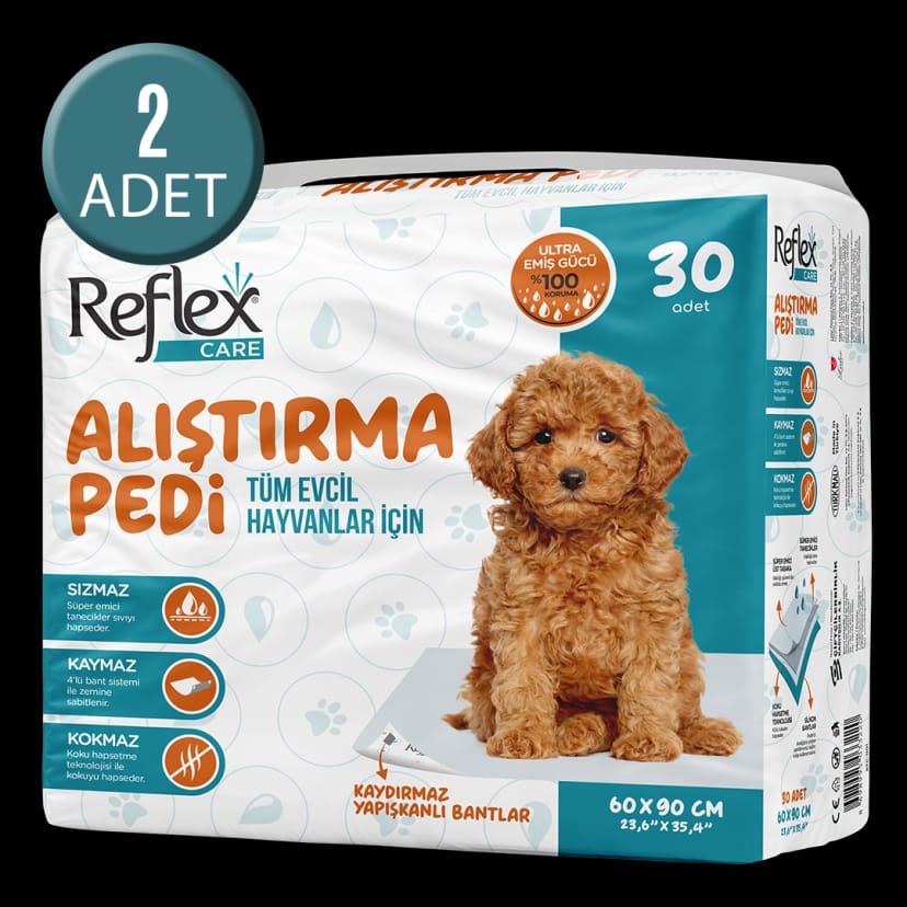 Reflex Care Kaydırmaz Köpek Alıştırma Pedi 60 x 90 cm (30'lu) x 2 Adet
