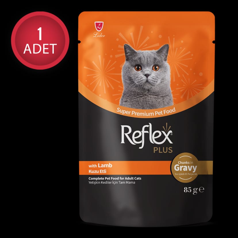 Reflex Plus Sos İçinde Et Parçacıklı Kuzu Etli Yetişkin Kedi Maması 85 g