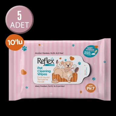Reflex Care Evcil Hayvanlar İçin Çok Amaçlı Hijyenik Temizleme Mendili 10'lu x 5 Adet