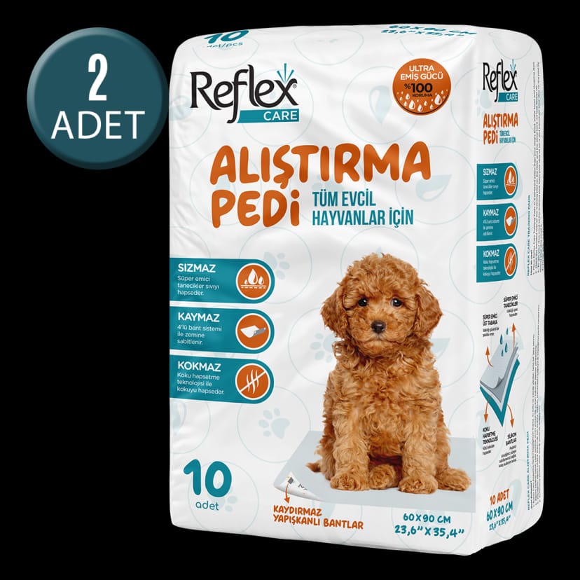 Reflex Care Kaydırmaz Köpek Alıştırma Pedi 60 x 90 cm (10'lu) x 2 Adet