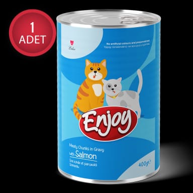 Enjoy Somonlu Kedi Konservesi Sos İçinde Et Parçacıklı 400 Gr