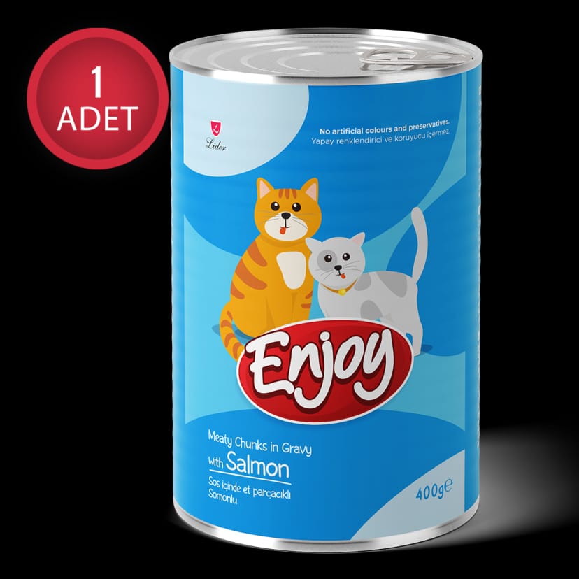 Enjoy Somonlu Kedi Konservesi Sos İçinde Et Parçacıklı 400 Gr