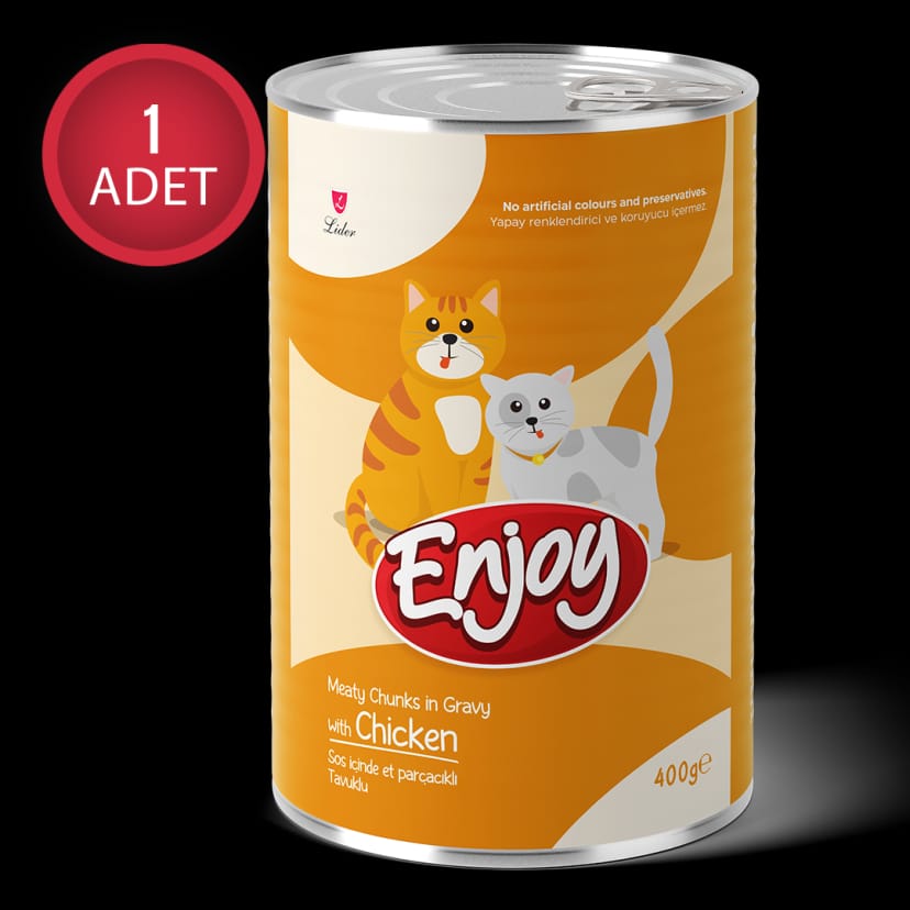 Enjoy Tavuklu Kedi Konservesi Sos İçinde Et Parçacıklı 400 Gr