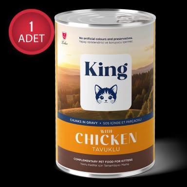  King Sos İçerisinde Et Parçacıklı Tavuklu Yavru Kedi Konservesi 400 g