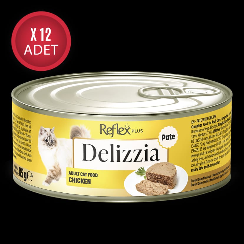 Reflex Plus Delizzia Kıyılmış Tavuklu Yetişkin Kedi Maması 85g x 12 Adet