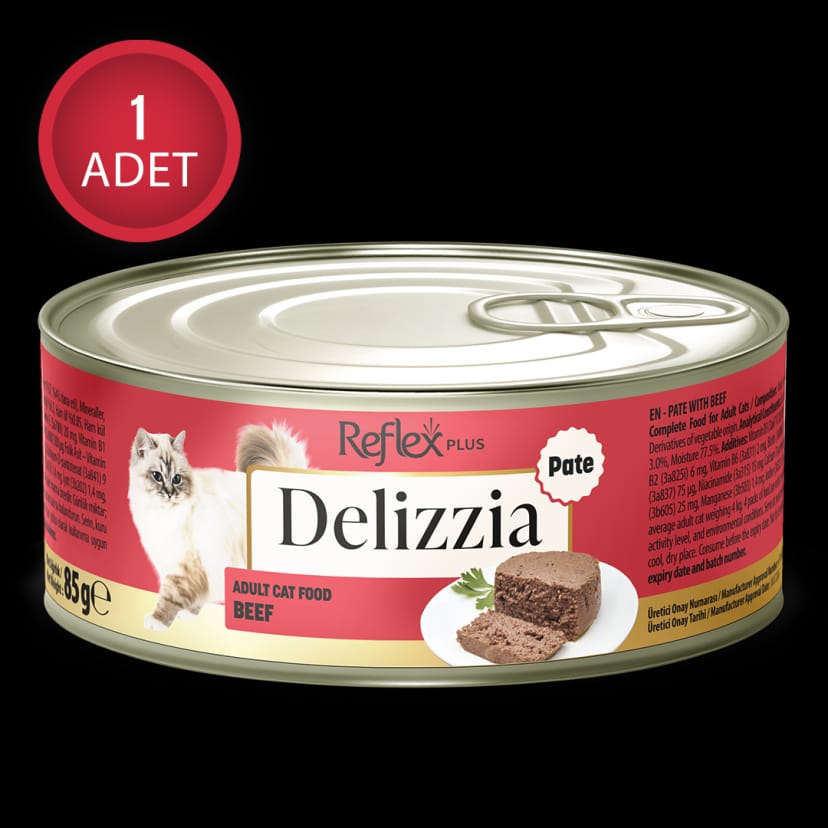 Reflex Plus Delizzia Kıyılmış Dana Etli Yetişkin Kedi Maması 85g