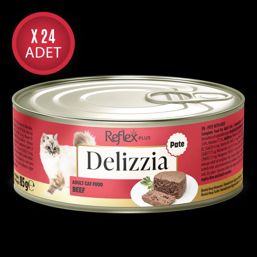 Reflex Plus Delizzia Kıyılmış Dana Etli Yetişkin Kedi Maması 85g x 24 Adet