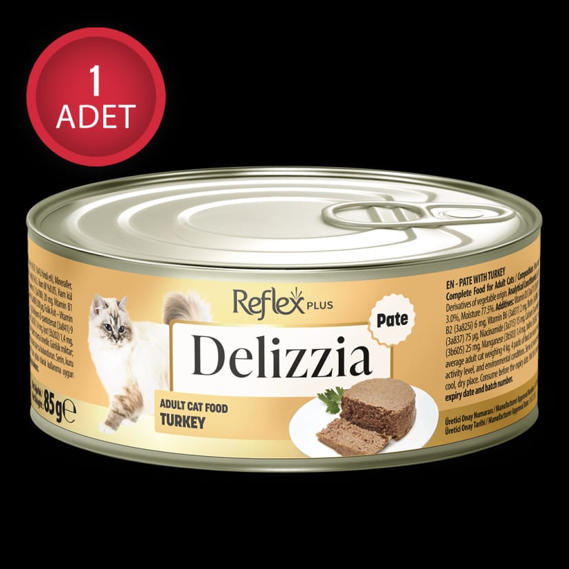 Reflex Plus Delizzia Kıyılmış Hindi Etli Yetişkin Kedi Maması 85g