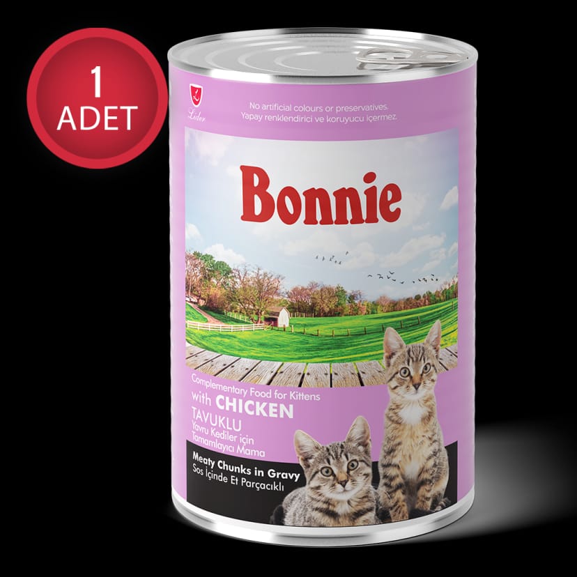 Bonnie Tavuklu Sos İçinde Et Parçacıklı Yavru Kedi Konservesi 400g