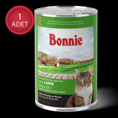 Bonnie Kuzu Etli  Sos İçinde Et Parçacıklı Kedi Konservesi 400g
