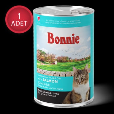 Bonnie Somonlu Sos İçinde Et Parçacıklı Kedi Konservesi 400g