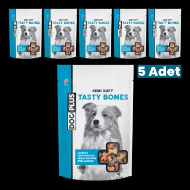 DogPlus Lezzetli Yarı - Yumuşak Kemik Şeklinde Köpek Ödül Maması 180 Gr x 5 Adet