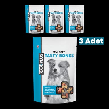 DogPlus Lezzetli Yarı - Yumuşak Kemik Şeklinde Köpek Ödül Maması 180 Gr x 3 Adet