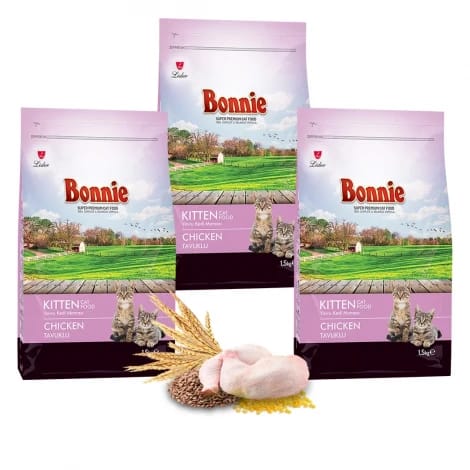 Bonnie Tavuklu Yavru Kedi Maması 1,5 Kg x 3 Adet