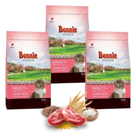 Bonnie Kuzu Etli Yetişkin Kedi Maması 1,5 Kg x 3 Adet
