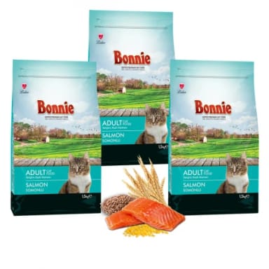 Bonnie Somonlu Yetişkin Kedi Maması 1,5 Kg x 3 Adet