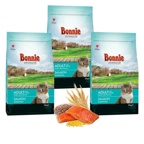 Bonnie Somonlu Yetişkin Kedi Maması 1,5 Kg x 3 Adet