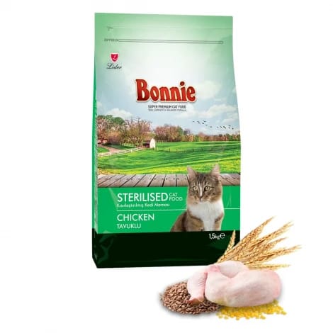 Bonnie Kısırlaştırılmış Tavuklu Kedi Maması 1,5 Kg