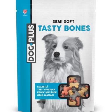 DogPlus Lezzetli Yarı - Yumuşak Kemik Şeklinde Köpek Ödül Maması 180 Gr