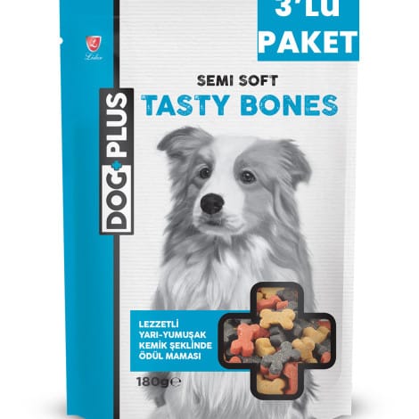 DogPlus Lezzetli Yarı - Yumuşak Kemik Şeklinde Köpek Ödül Maması 180 Gr x 3 Adet