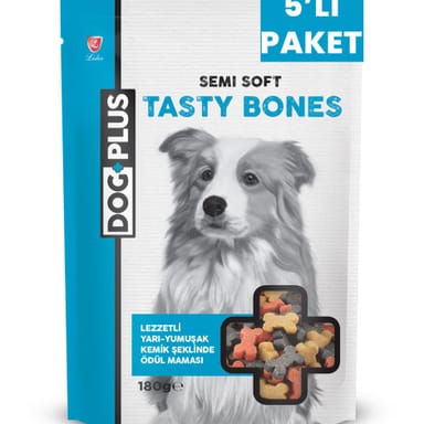 DogPlus Lezzetli Yarı - Yumuşak Kemik Şeklinde Köpek Ödül Maması 180 Gr x 5 Adet