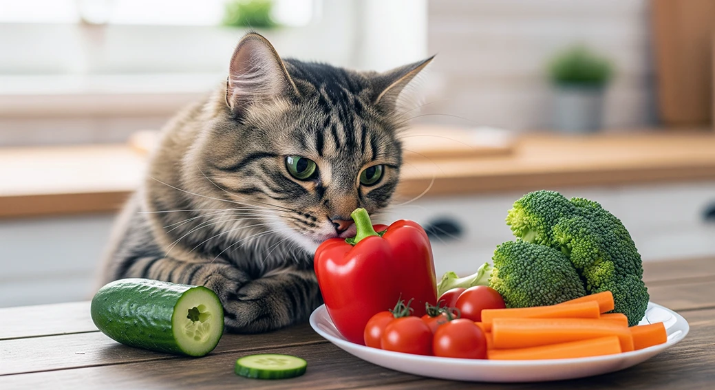 Taze Sebzeler ve Kedi