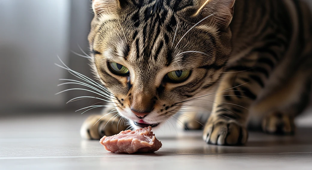 Pişmiş Et Yiyen Kedi
