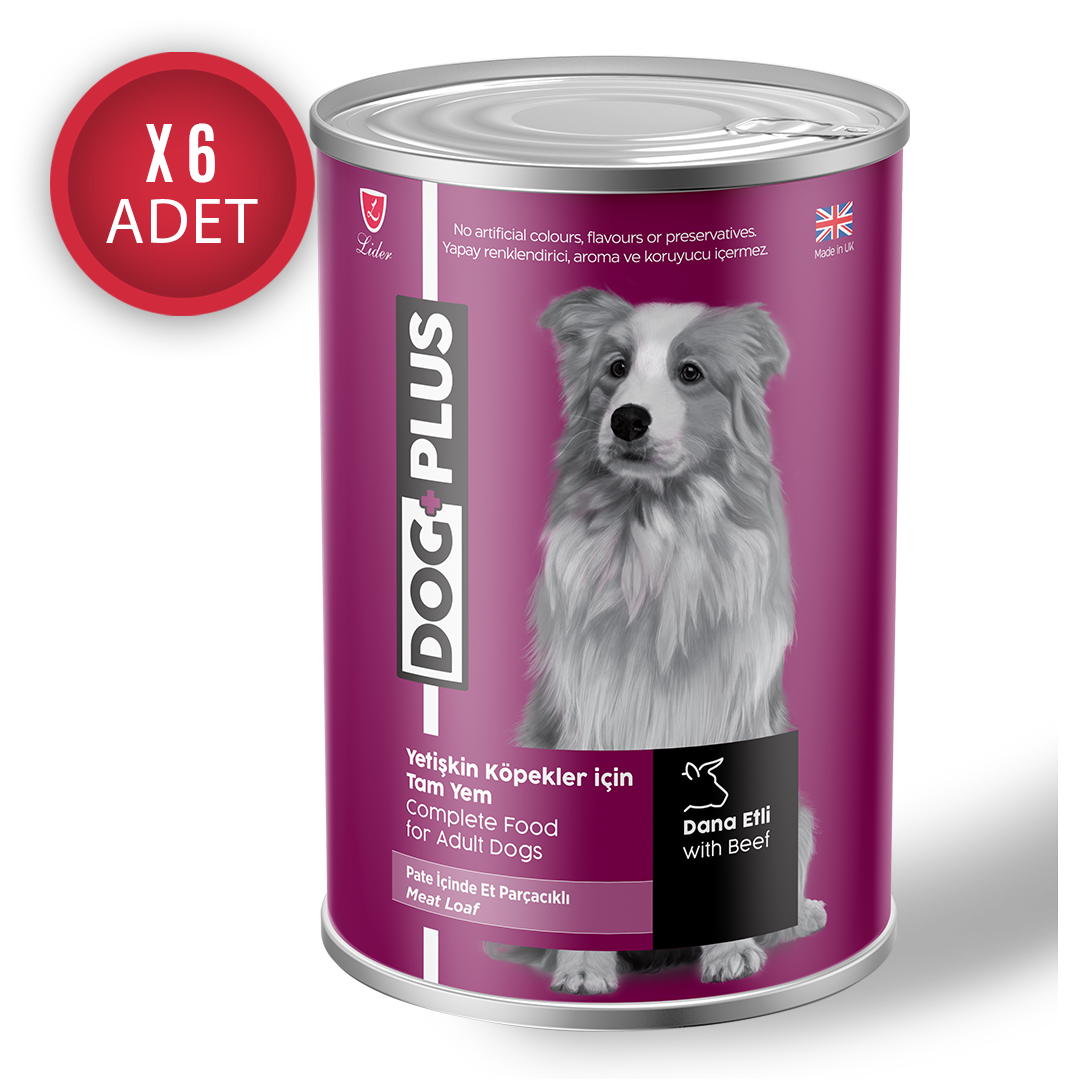 DogPlus Pate  Dana Etli Yetişkin Köpek Konserve Yaş Mama 395 Gr x 6 Adet
