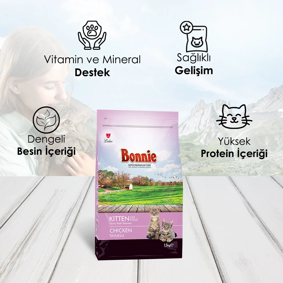 Bonnie Tavuklu Yavru Kedi Maması 1,5 Kg – 3. görsel