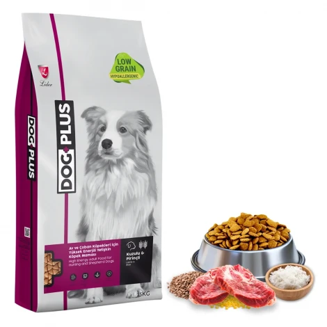 DogPlus Düşük Tahıllı Hipoalerjenik Kuzu Etli Yüksek Enerjili Yetişkin Köpek Maması 15 Kg