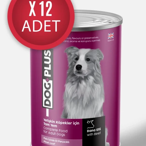 DogPlus Pate Dana Etli Yetişkin Köpek Konserve Yaş Mama 395 Gr x 12 Adet