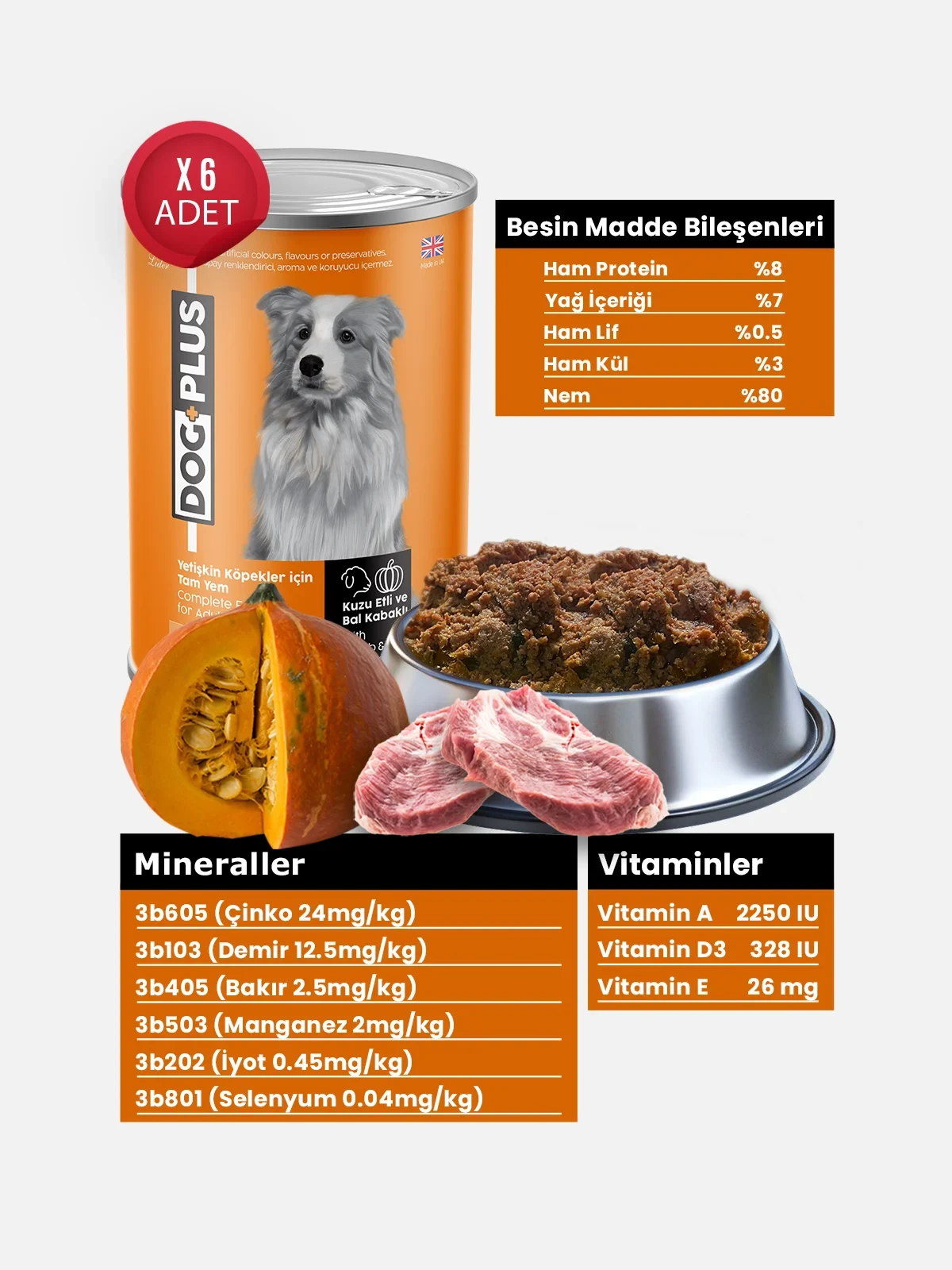 DogPlus Pate  Kuzu Etli ve Balkabaklı Yetişkin Köpek Konserve Yaş Mama 395 Gr x 6 Adet – 2. görsel
