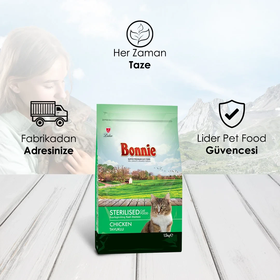 Bonnie Kısırlaştırılmış Tavuklu Kedi Maması 1,5 Kg – 3. görsel