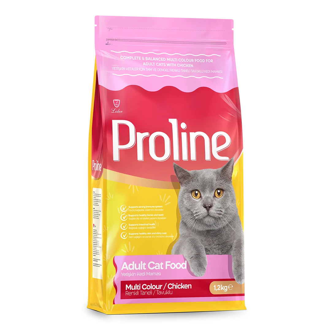 Proline Renkli Taneli Tavuklu Yetişkin Kedi Maması 1,2 Kg