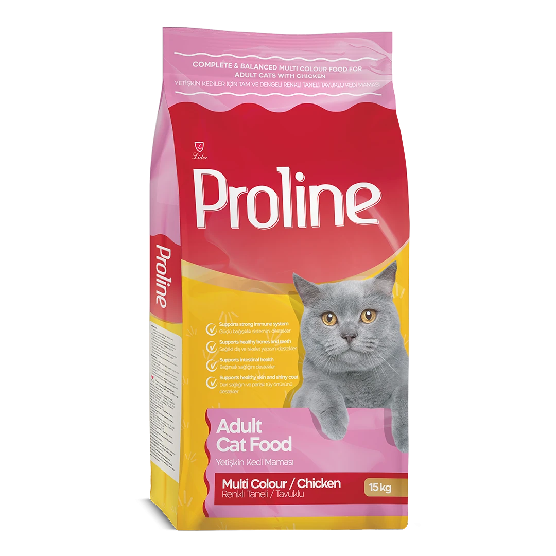 Proline Renkli Taneli Tavuklu Yetişkin Kedi Maması 15 Kg