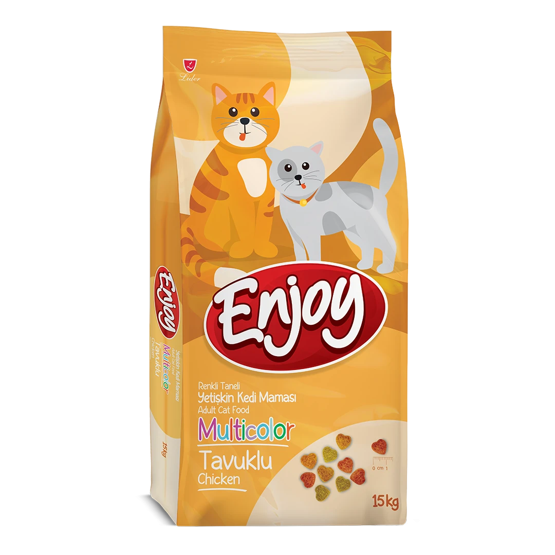 Enjoy Tavuklu Renkli Taneli Yetişkin Kedi Maması 15 Kg