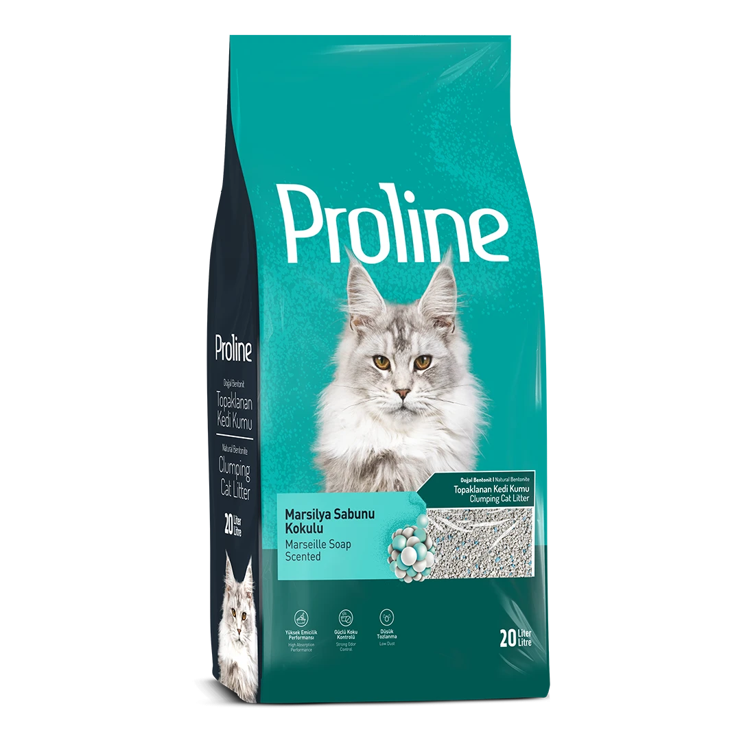 Proline Topaklanan İnce Taneli Marsilya Sabunu Kokulu Bentonit Kedi Kumu 20 Lt