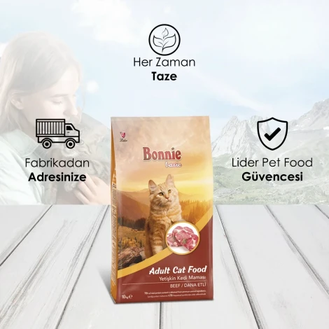 Bonnie Sığır Etli Yetişkin Kedi Maması 10 Kg