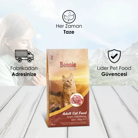 Bonnie Sığır Etli Yetişkin Kedi Maması 10 Kg