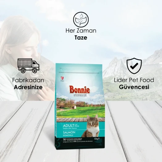 Bonnie Somonlu Kedi Maması 1,5 Kg x 2 Adet