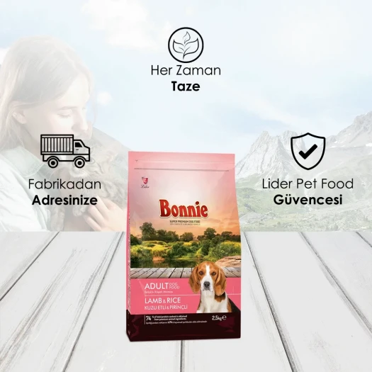 Bonnie Kuzu Etli ve Pirinçli Yetişkin Köpek Maması 2.5 Kg x 2 Adet