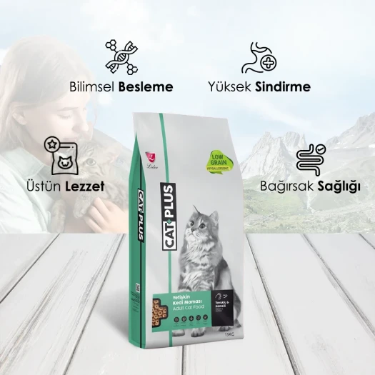CatPlus Düşük Tahıllı Hipoalerjenik Tavuklu Hamsili Yetişkin Kedi Maması 15 Kg