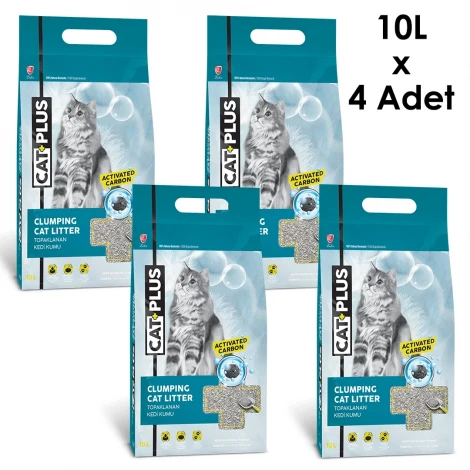 CatPlus Aktif Karbon Kedi Kumu 10 Lt x 4 Adet