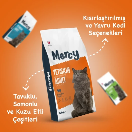 Mercy Kuzu Etli Yetişkin Kedi Maması 10 Kg