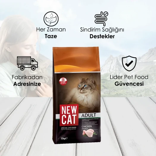 NewCat Tavuklu Yetişkin Kedi Maması 15 KG