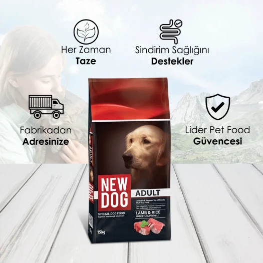 NewDog Kuzu Etli Pirinçli Yetişkin Köpek Maması 15 Kg